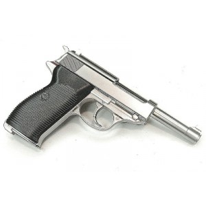 WE Модель пистолета Walther P38, металл, серебристый, в кейсе с подсветкой
